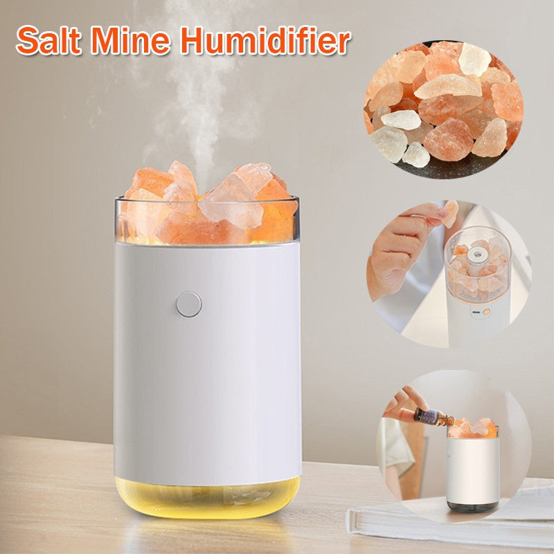 Air Humidifier Crystal Salt Stone Desktop Aromatherapy Essential Oil Ultrasonic Diffuser With LED Lamp Bedroom Home Humidifier - Ectron Online