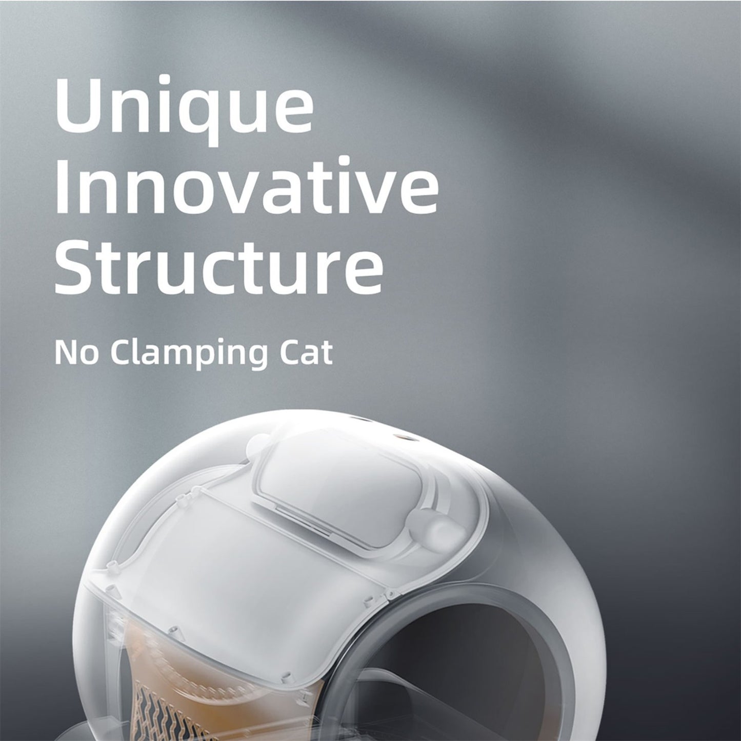 Self-cleaning enclosed cat litter box with side entrance, white dome design