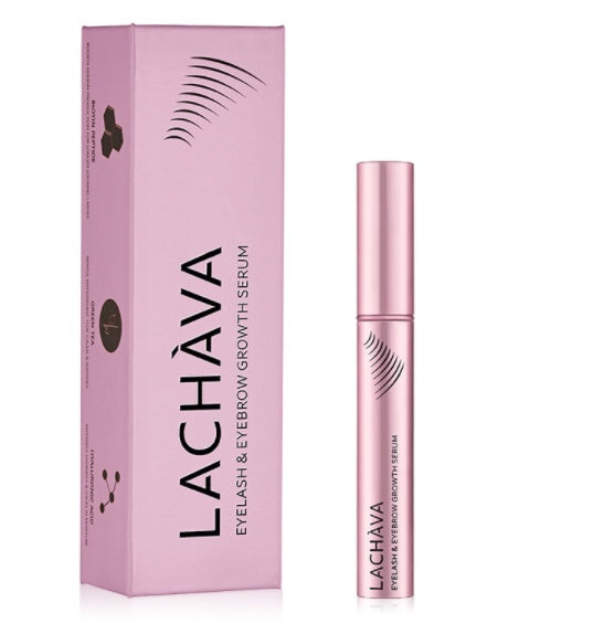 LACHAVA eyelash and eyebrow growth serum with packaging on a white background