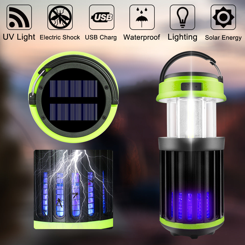 Solar LED Electric Shock Mosquito Killer Lamp Outdoor Waterproof USB Rechargeable Lighting Mosquito Trap - Ectron Online