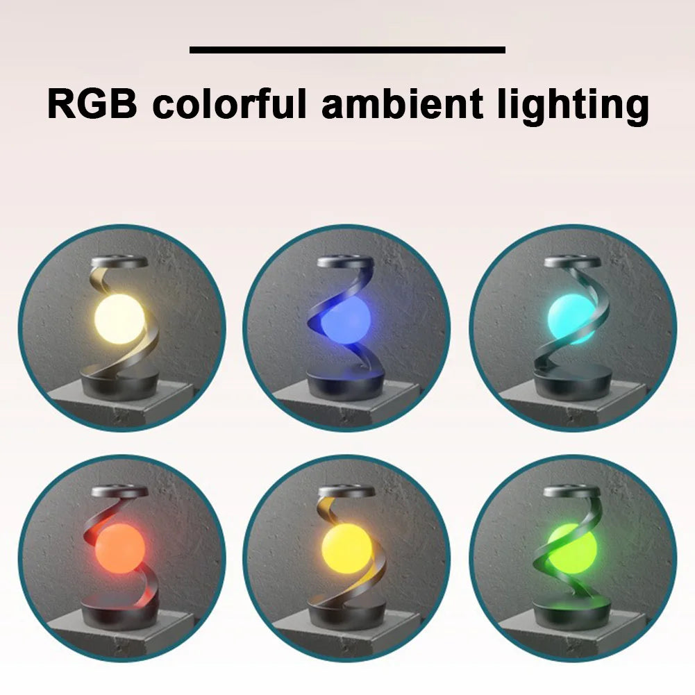 Floating and Spinning in Air with LED Moon Lamp RGB Floating Moon Table Lamp with Wireless Phone Charger for Office Bedroom Home - Ectron Online