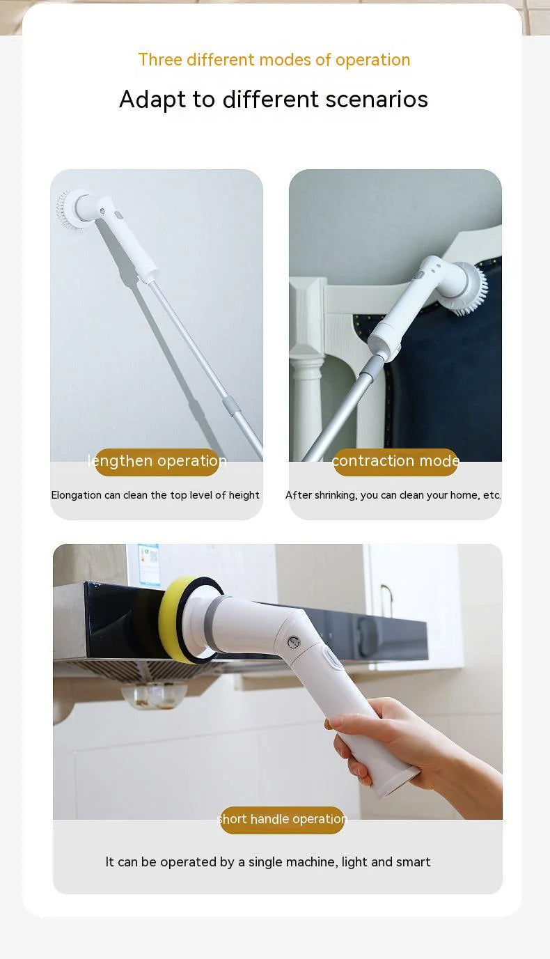 Electric Scrubber Cleaning Wall Long Handle Elbow Telescopic Multifunction Cleaning Brush - Ectron Online