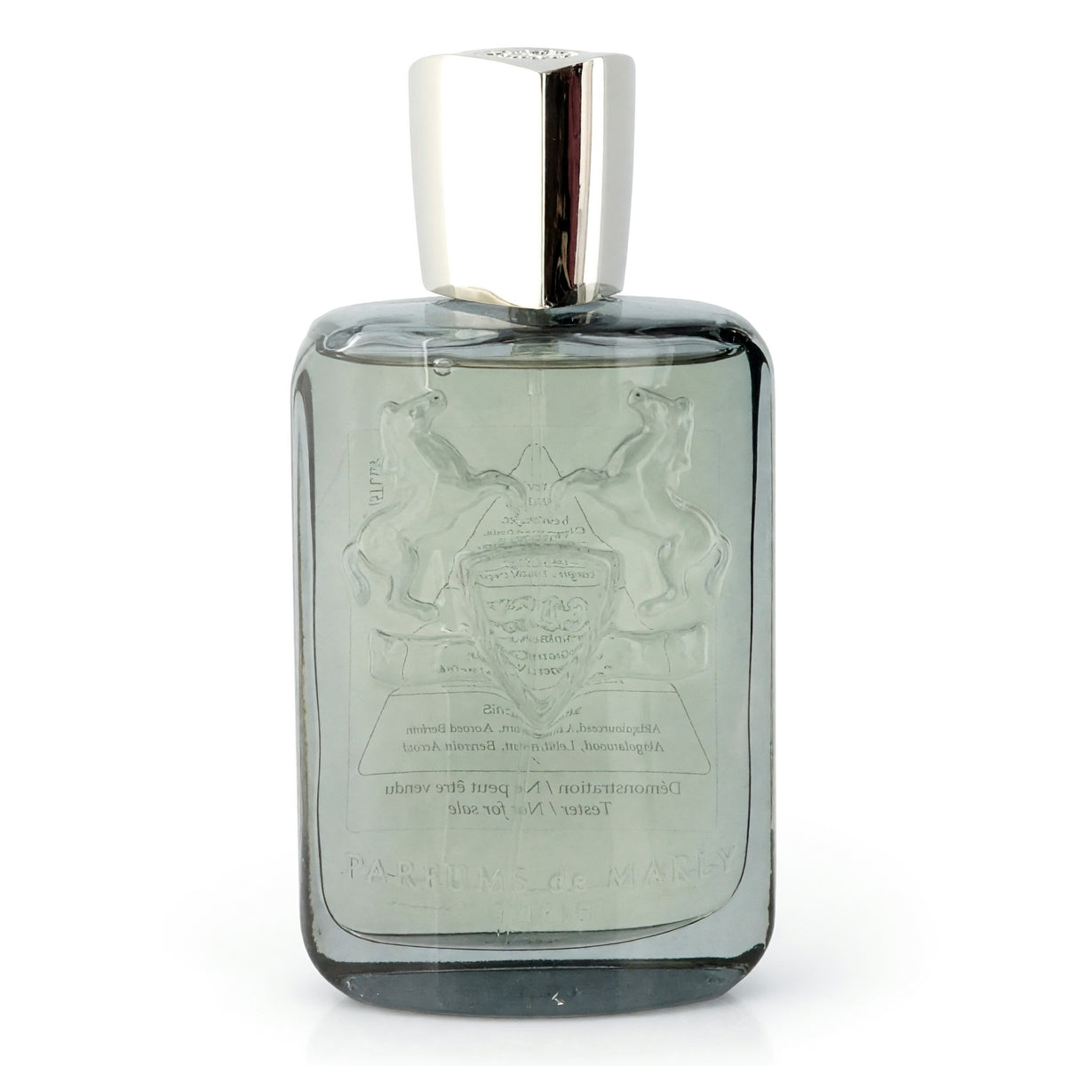 Parfums de Marly Castley eau de parfum bottle with a silver cap and embossed crest