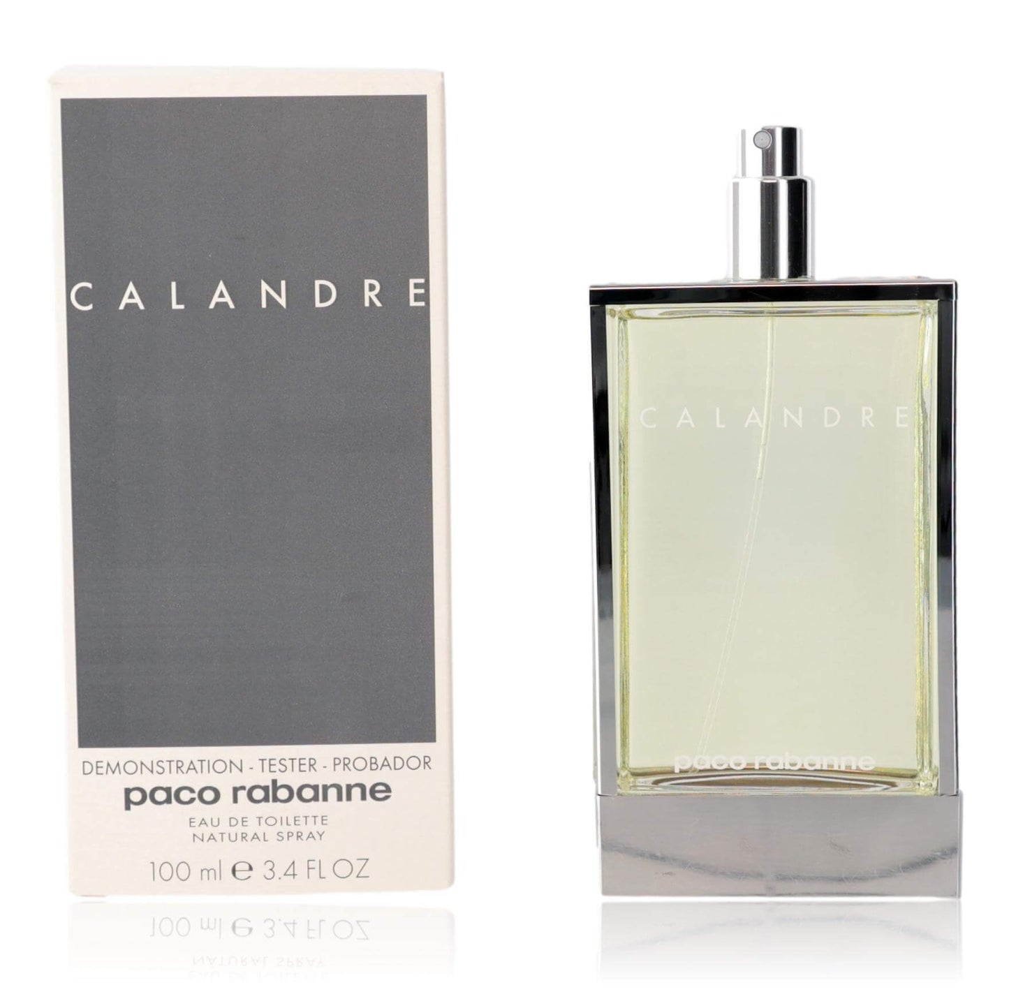 Calandre by Paco Rabanne women's eau de toilette tester, glass bottle with silver spray cap