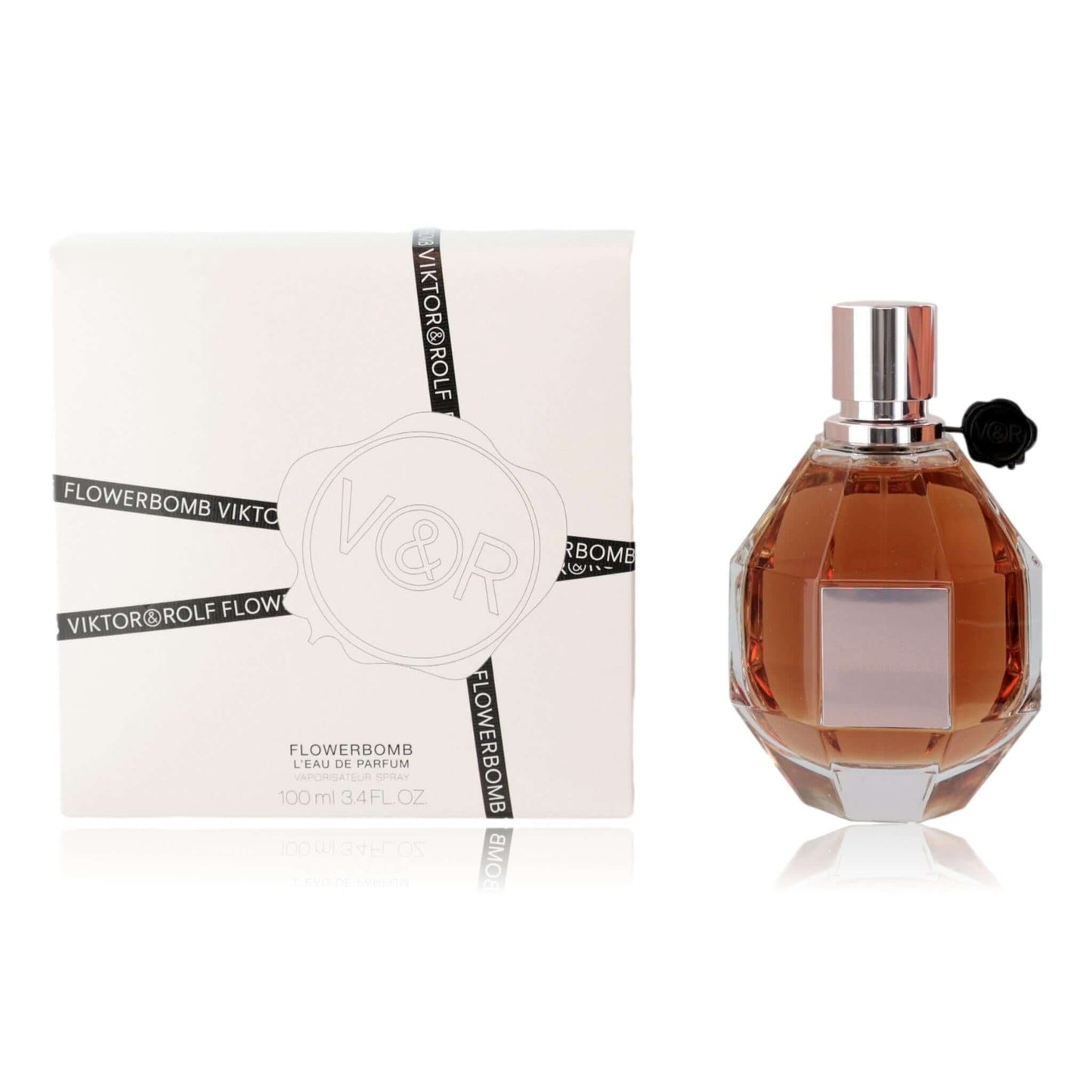 Perfume tester: Flowerbomb by Viktor & Rolf L'EDP spray in amber glass bottle with metal cap