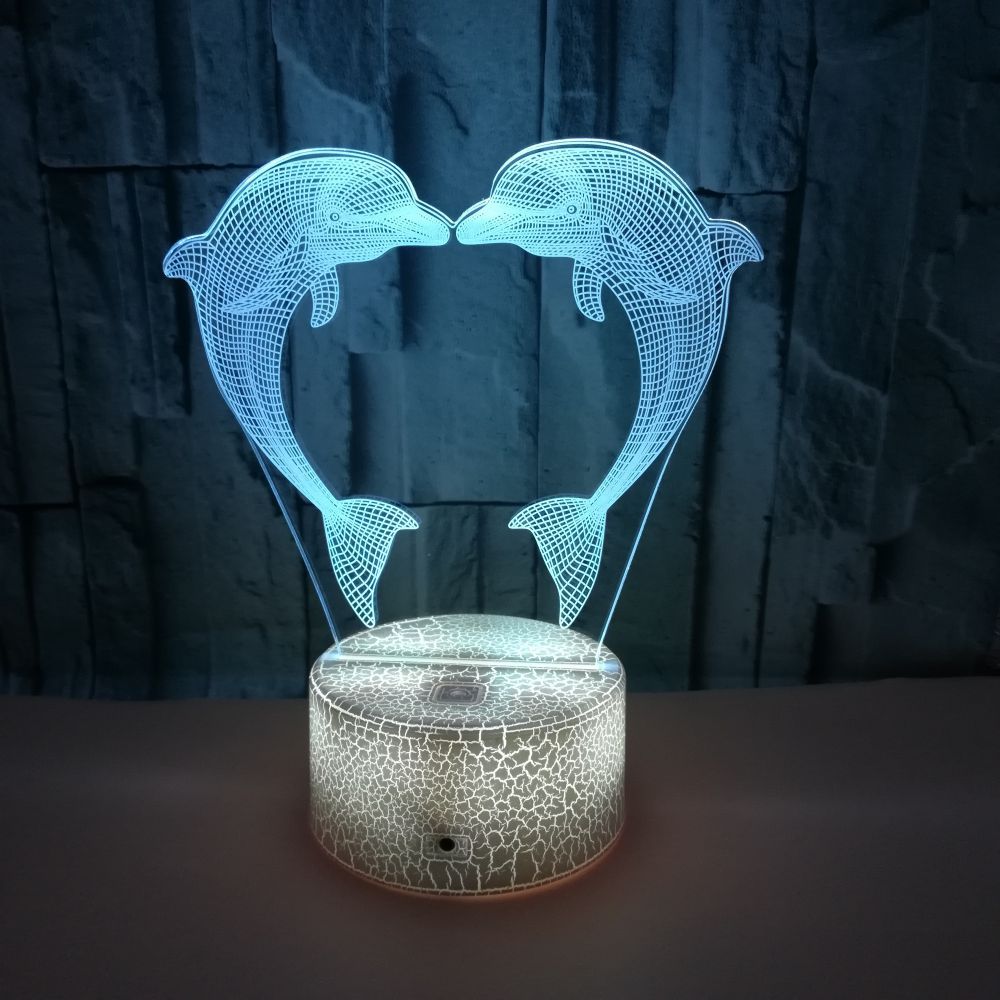 Boutique Customized Gift Box With Colorful 3D Dolphin Light 3D LightIllusionLight LED Light 3D Touch Small TableLamp - Ectron Online