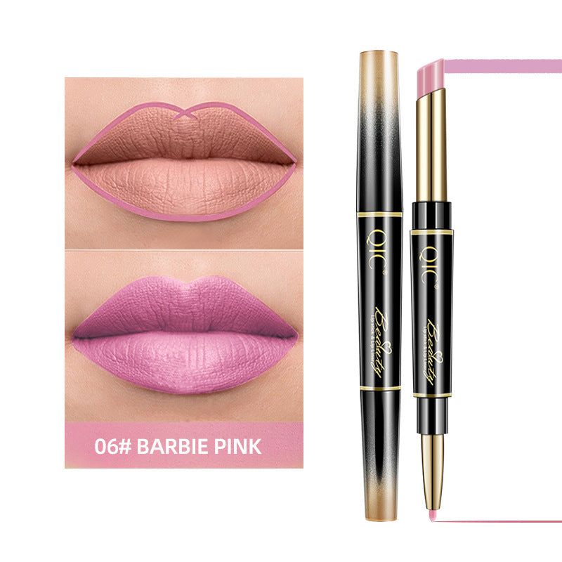 Lipstick with '06# Barbie Pink' color swatch on a white background