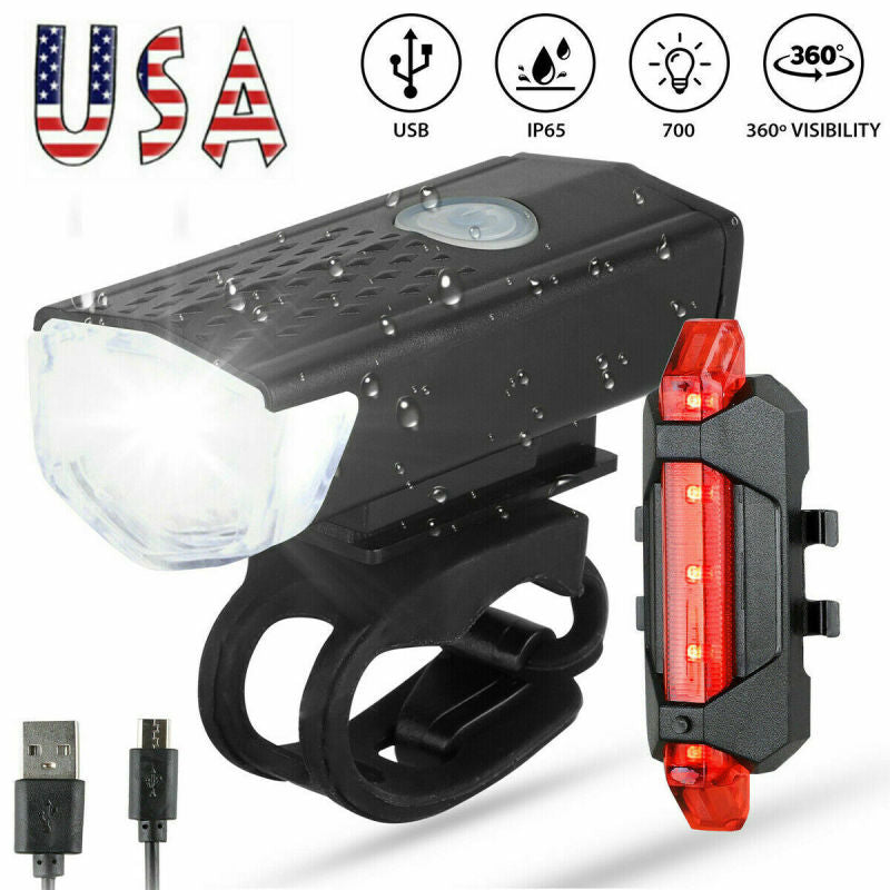USB Rechargeable LED Bicycle Headlight Bike Head Light Cycling Rear Front Lamp Bike Light Rainproof USB Rechargeable LED bicycle Light - Ectron Online