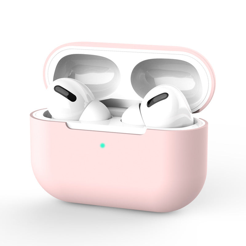 White wireless earbuds in a pink case