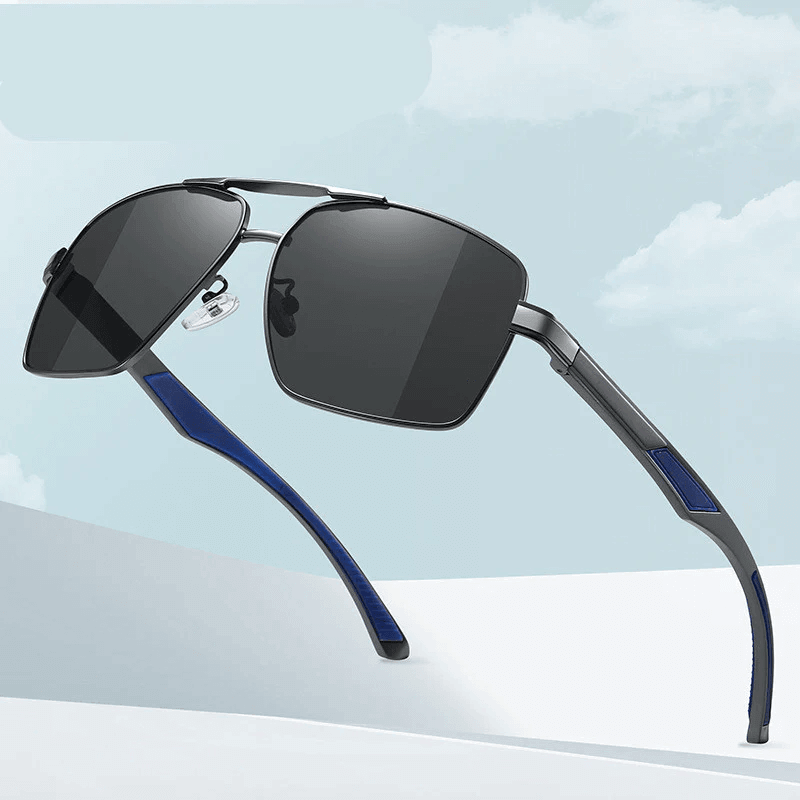 A man wearing a pair of modern Stylish Men's Sunglasses from the latest collection.