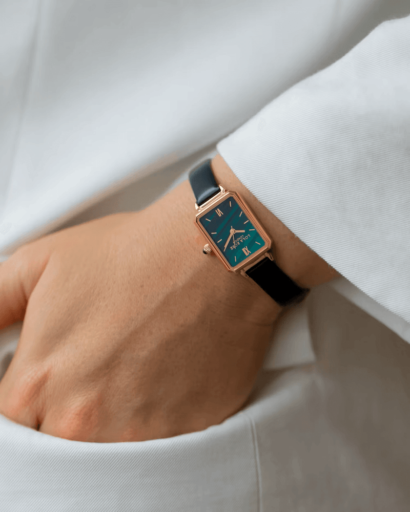 A display of slim-cased, rose gold, and diamond-accented watches from the Elegant Women's Watches collection