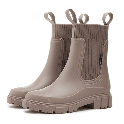 Wear-resistant Height Increasing Waterproof Non-slip Outdoor Wearable Elastic Band Women's Rain Boots