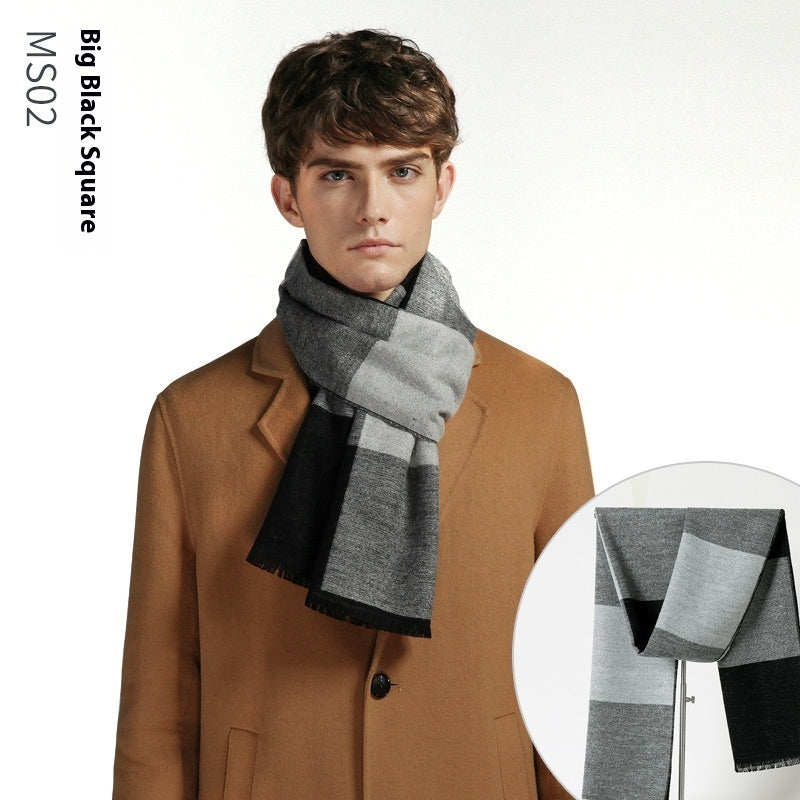Simple Plaid Warm Keeping Artificial Cashmere Scarf Men's Scarves | Ectron Online