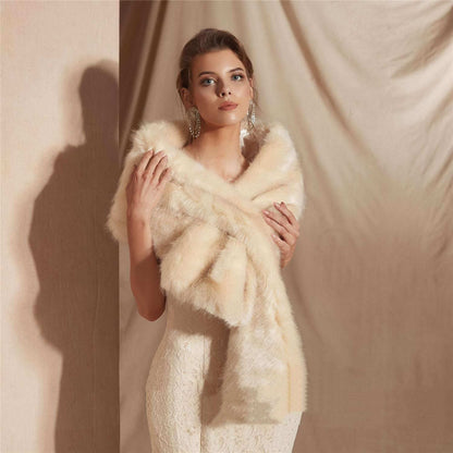 Winter Faux Fox Fur Bridal Fur Shawl