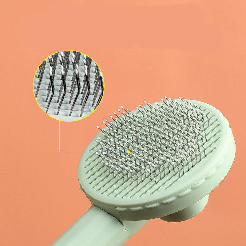 Pet Cat Dog Button Self-cleaning Comb