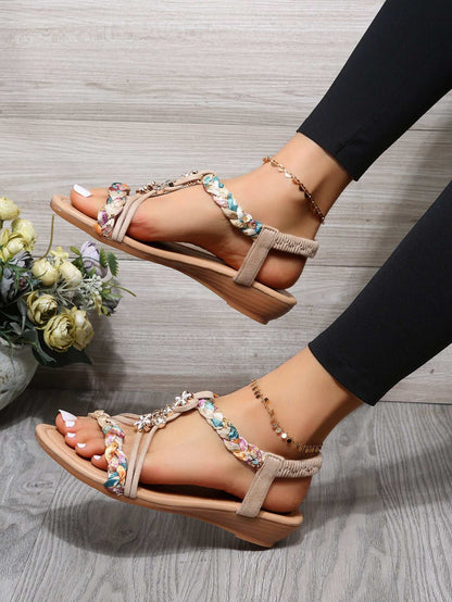 Women’s Open Toe Sandals – Color Block Fabric Design Women's Open Toe Sandals Made Of Color B | Ectron Online