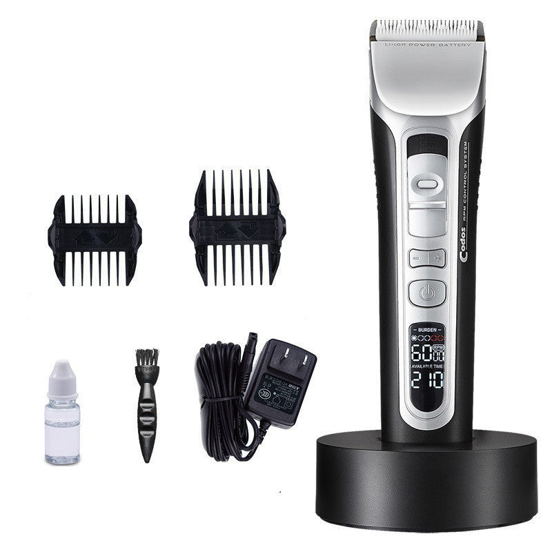 Hair trimmer set with attachments on a white background