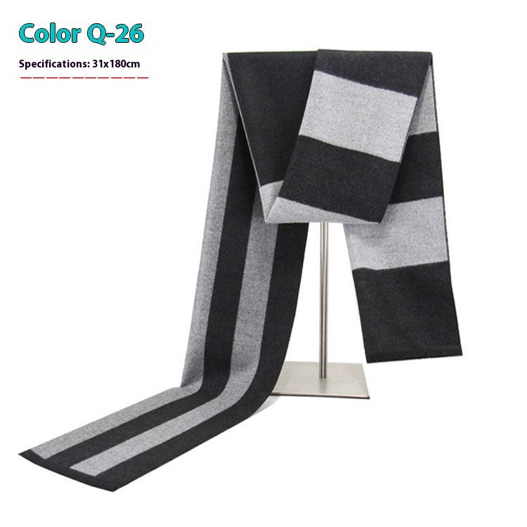 New Men's Cashmere-Like Striped Scarf