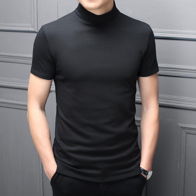 Men’s Half Turtleneck Shirt – Mercerized Cotton Short Sleeve Spring Summer Men Half Turtleneck Mercer | Ectron Online