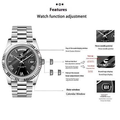 Men's Fashion Quartz Watch Fashion Men's Watch Steel Band Large Dia | Ectron Online