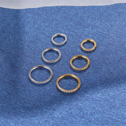 Stainless Steel Piercing Ornaments Bottom Zircon Circle Closed Ring Seamless Nose Circle Multifunctional Cartilage Earrings