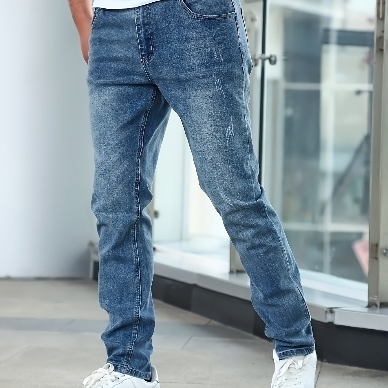 Men's Solid Color Stretch Jeans Stretch Men's Casual Solid Color Jeans | Ectron Online
