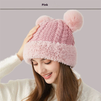 Kids' Winter Knitted Hat with Fur Ball | Warm Outdoor Children's Cap Winter Cute Fur Ball Knitted Hat Childre | Ectron Online