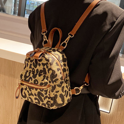 Canvas Leopard Print New All-match Backpack Japanese