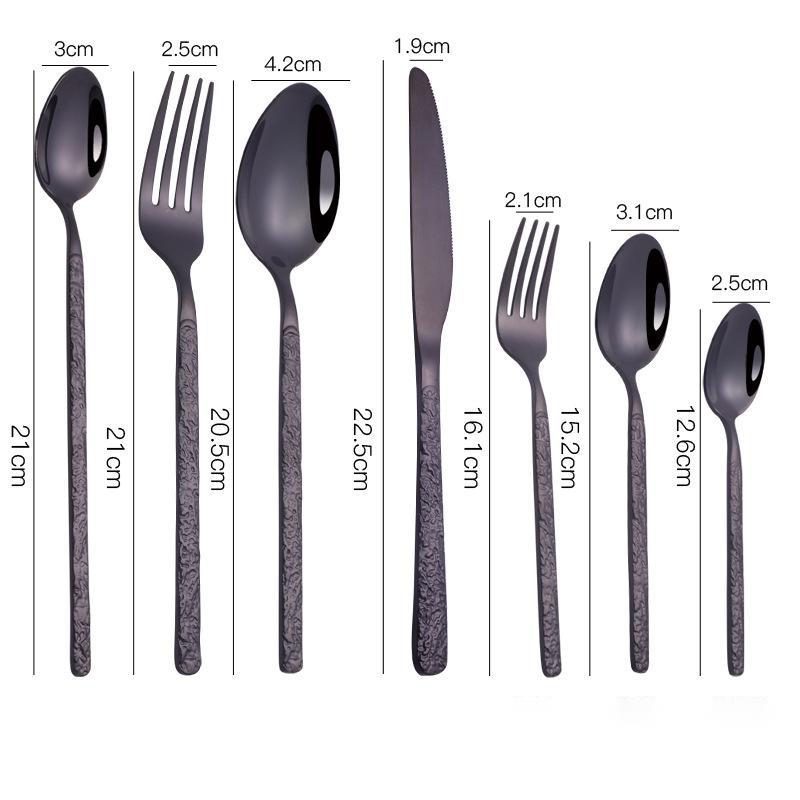 Embossed Textured Handle Steak Cutlery Set - Luxury Western Dining