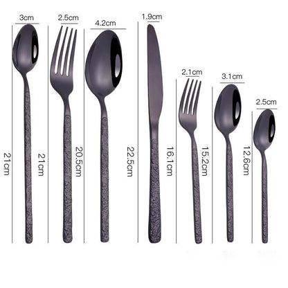 Embossed Textured Handle Steak Cutlery Set - Luxury Western Dining Embossed Textured Handle Steak Cutlery W | Ectron Online