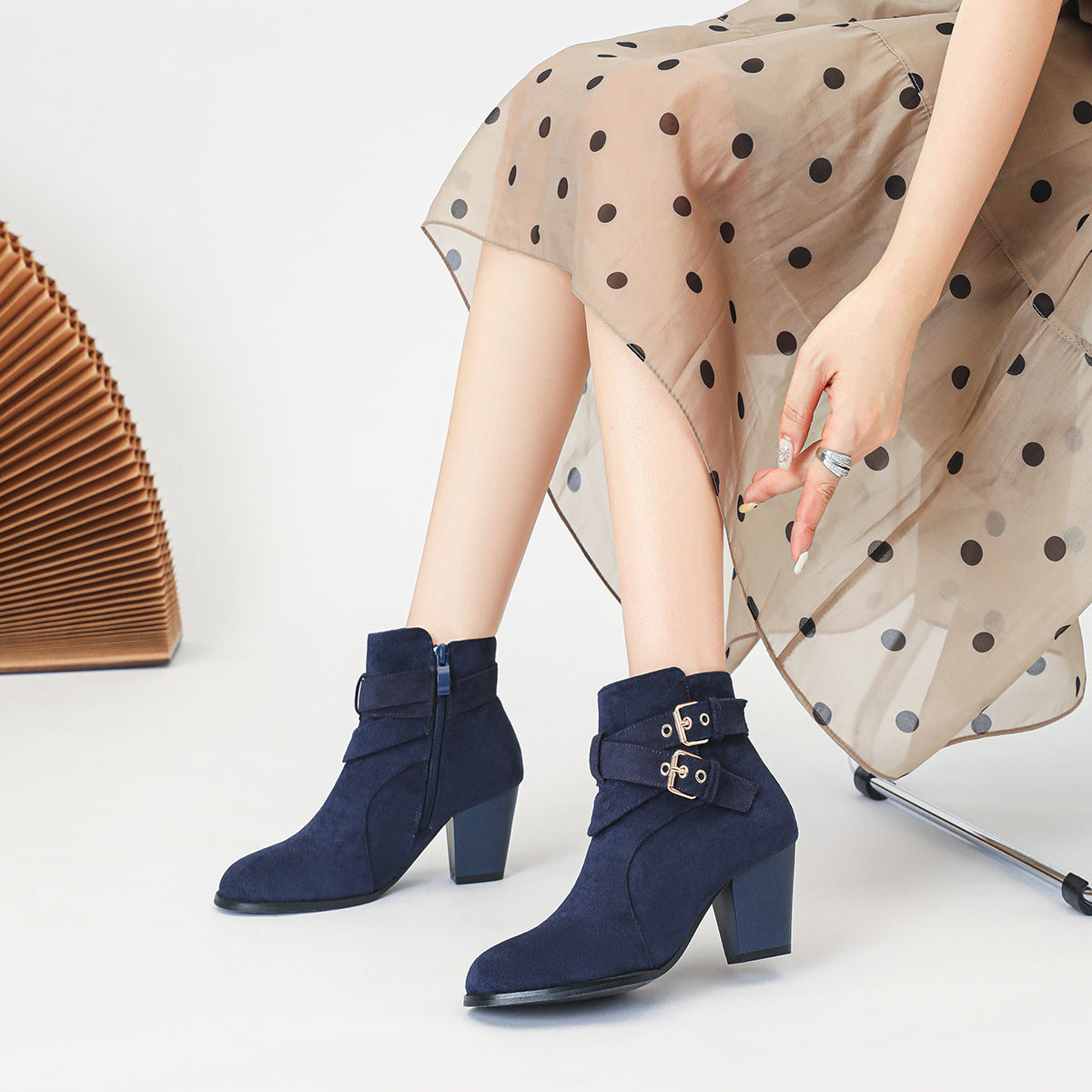 Elegant Suede Ankle Boots for Women - Comfortable High Heel Women's Ankle Boots New Fashion Ankle Bo | Ectron Online