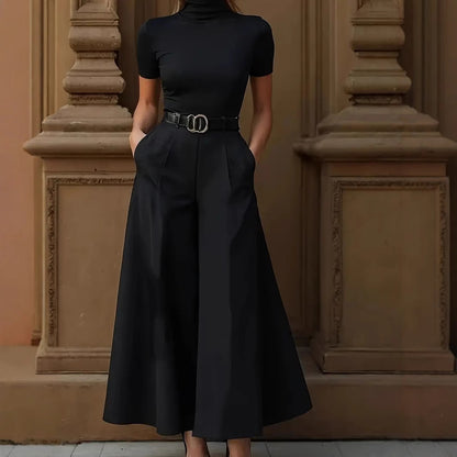Women's Solid Color Wide-Leg Pants | Minimalist No-Belt Trousers Cities Solid Color Wide-leg Pants No Bel | Ectron Online