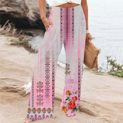 Elegant Series New Printed Loose High Waist Casual Wide Leg Pants