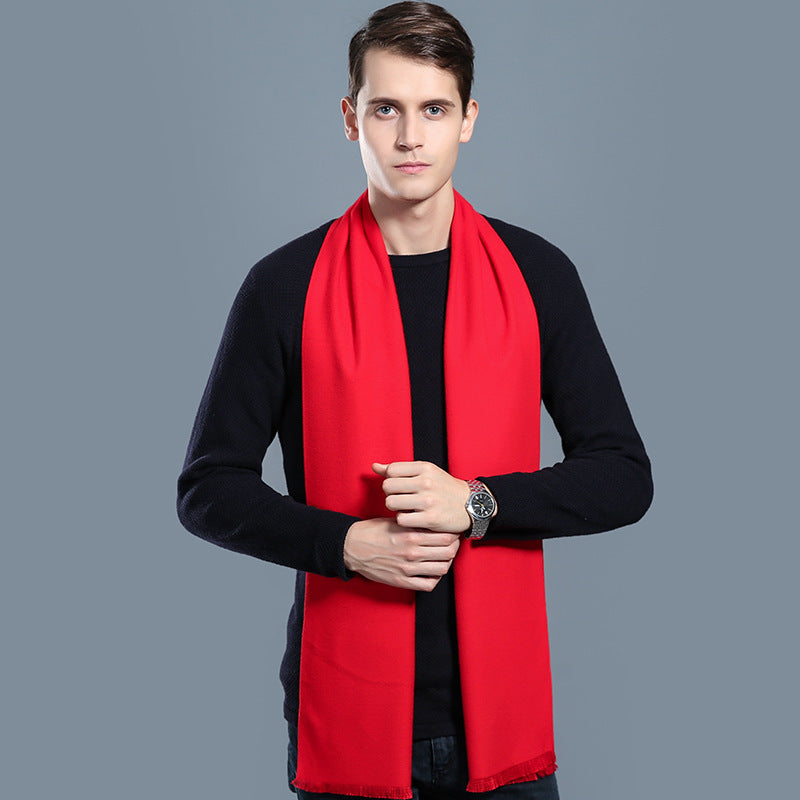 Simple Plaid Warm Keeping Artificial Cashmere Scarf Men's Scarves | Ectron Online