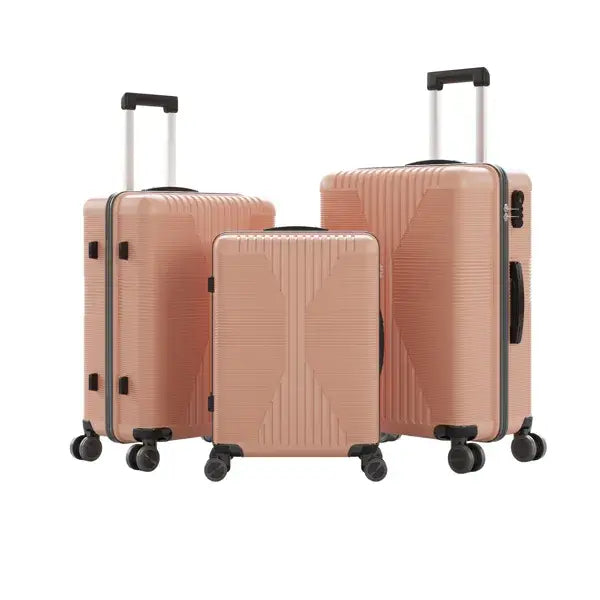 3-Piece PP Hardshell Luggage Set - Rose Gold Trolley Cases Non-TSA Customs Lock 3-in-1 PP Trolley C | Ectron Online