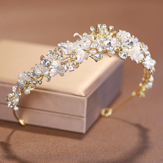 Pearl Elegant Crown Headdress Female Birthday Crown Wedding Dress Hair Accessories
