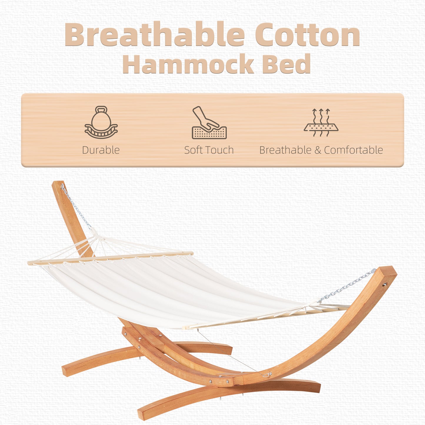 12.8' Outdoor Hammock with Wooden Stand | Extra Large Boho Nap Bed