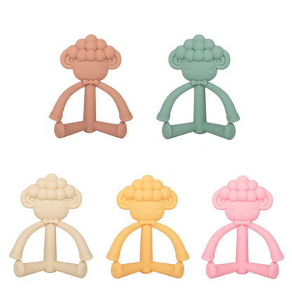 Baby Gloves Teething Rubber Silicone Baby Anti-Eating Hands Soothing Rattles Hand Ring Teething Stick Bite Toy