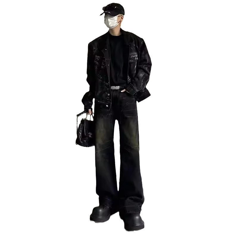 Washed Black Straight Jeans