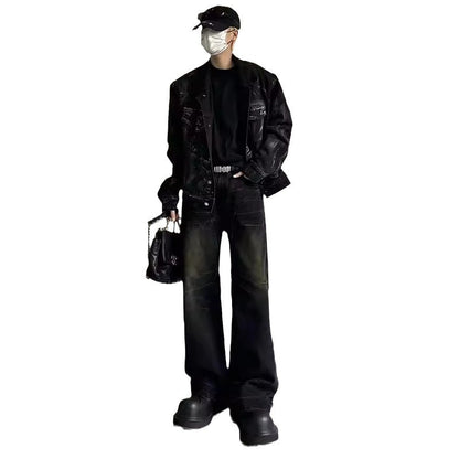 Washed Black Straight Jeans