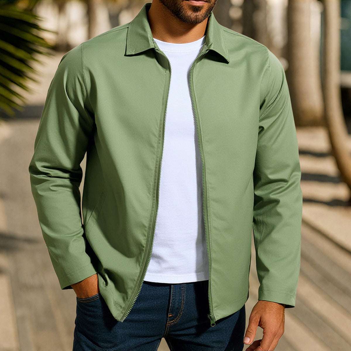 Men's Zipper Cardigan Jacket with Raglan Sleeves Men's Coat Zipper Raglan Sleeve Cardigan | Ectron Online