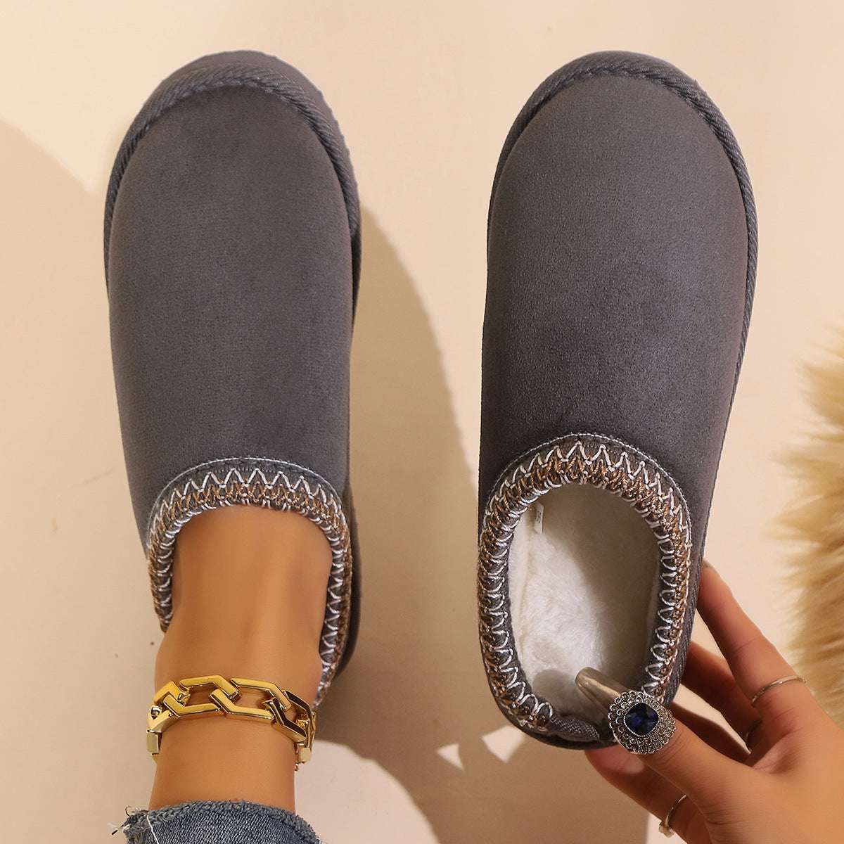 Women's Plush Thick-Soled Slippers Women's Indoor Warm Plush Non-slip Thick | Ectron Online