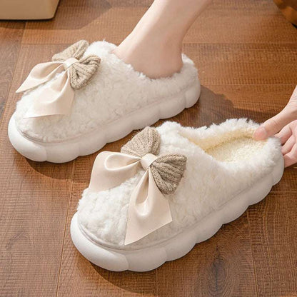 Women's Winter Fur Slippers – Cute Bow, Non-Slip, Plush Comfort Winter Warm Fur Slippers For Women Cute | Ectron Online