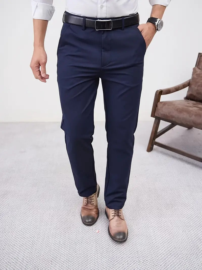 Men's Slim Fit Tapered Business Pants Men's Slim Fit Business Pure Color Casua | Ectron Online