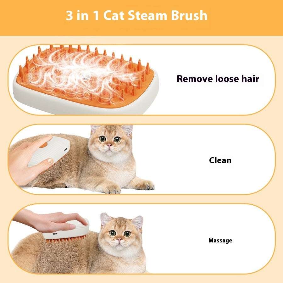 Pet Steam Brush with Massage & Spray Comb

