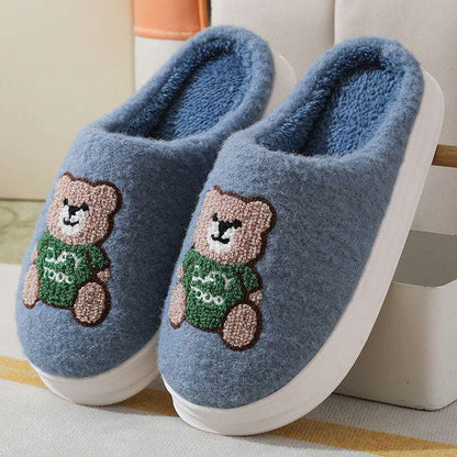 Cartoon Bear Woolen Slippers – Women’s Winter Thick-soled Shoes Lovely Cartoon Bear Woolen Slippers For | Ectron Online