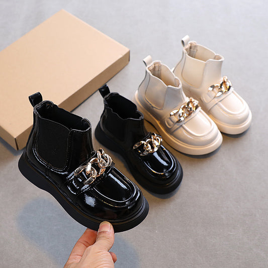Children's Shiny Leather And Metal Soft-soled Princess Martin Boots
