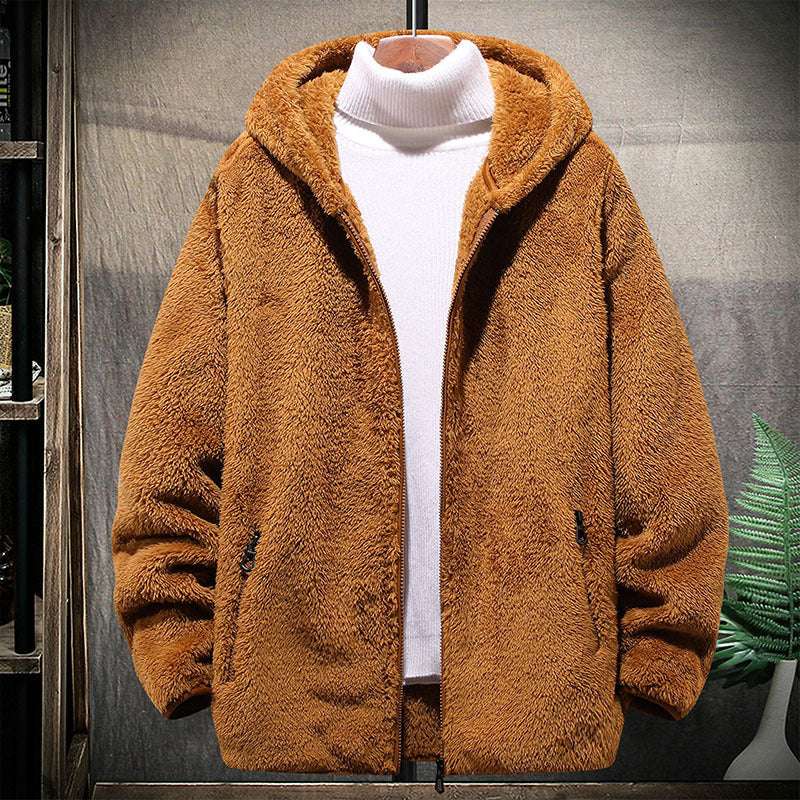 New Men's Large Size Fleece Hooded Jacket New Large Size Men's Casual Grain Fashio | Ectron Online