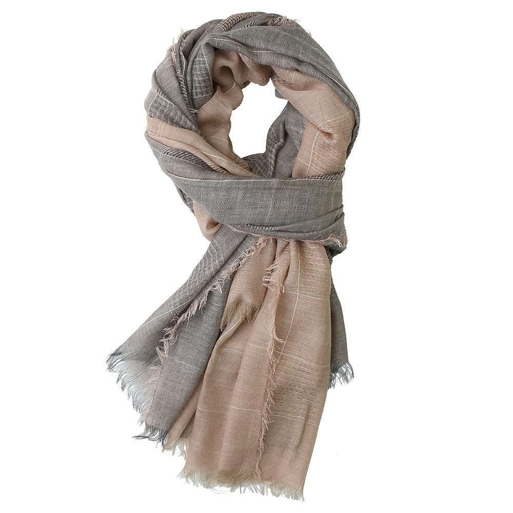 Large Winter Dual-Color Plaid Scarf Winter Dual-color Patchwork Plaid Tassel | Ectron Online