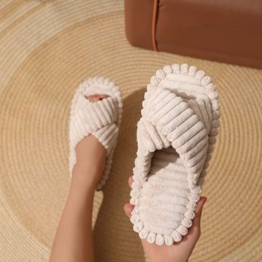 Home Fur Cross Belt Cotton Slippers Women Home Fur Cross Belt Cotton Slippers Wome | Ectron Online